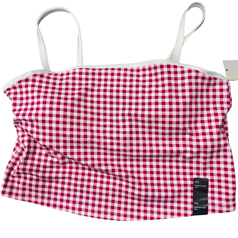 Everyday Soft Piped Cami Top Pink Checkerboard Summer NEW SZ XXL All in Motion